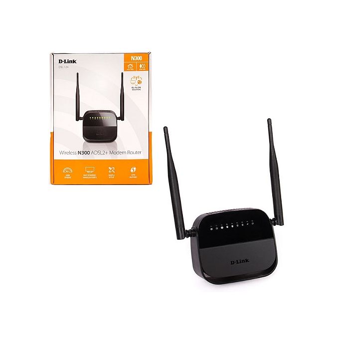 ADSL2 MODEM+ROUTER+4PORT+ACCESSPOINT WIRELESS-N 300Mbps D-LINK DSL-124+FILTER ,ADSL Routers