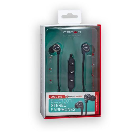 EARPHONE BLUETOOTH CROWN HIGH QUALITY STEREO + MIC + VOLUME CONTROL CMBE-503 ,Smartphones & Tab Headsets