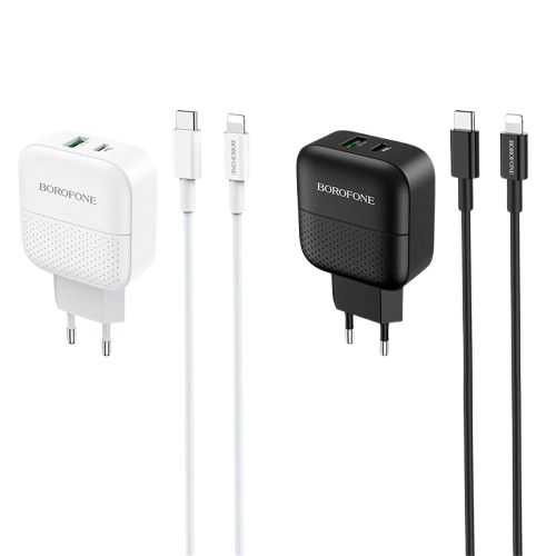 CHARGER USB  BOROFONE 2 PORT AUTO-ID FOR SMARTPHONE BA25A/BA24A -2.4A شاحن مخرجين مع كبل ايفون ,Smartphones & Tab Chargers