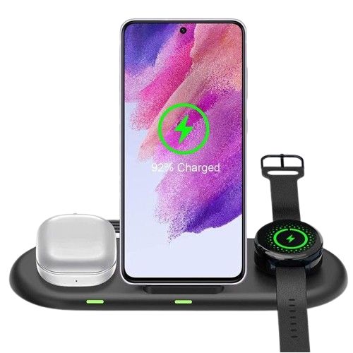 WIRELESS CHARGING STATION 3 IN 1  FOR WATCH & PHONE & TWS 15W WHITE قاعده شحن وايرليس جوال -ساعة-سماعات ,Smartphones & Tab Chargers