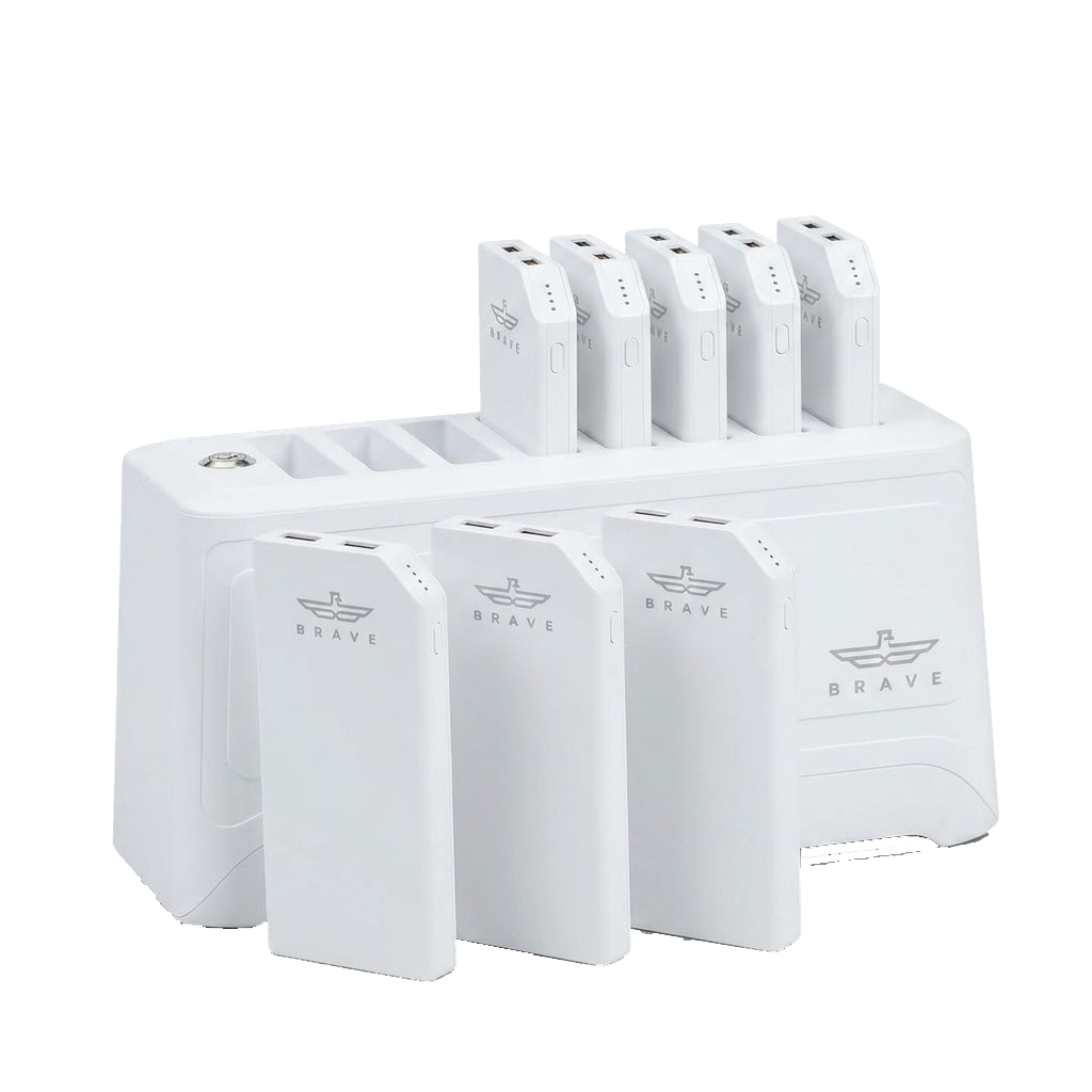 ULTIMATE DOCKING STATION BRAVE UDS-108 QUICK CHARGE POWER BANKS 10000MAH X8 بور بانك ستيشن لشحن الموبايلات والتابات تحتوي على 8 قطع بور بانك 10000 ميلي أمبير ,Smartphones & Tab Power Banks